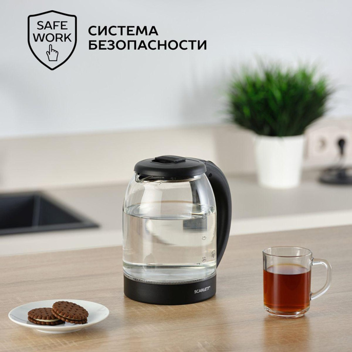 Чайник электрический Scarlett SC-EK27G90, 1800Вт, черный