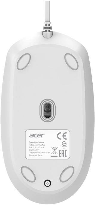 Комплект (клавиатура+мышь) Acer OCC400, USB, проводной, белый [zl.acccc.014]
