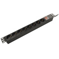 NEOMAX Блок евророзеток для 19"шкафов, горизонтальный, 8 розеток, 16 A, выключатель, шнур 2м, алюминиевый корпус [NM-PDU-G08]