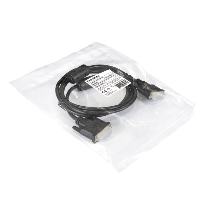 Кабель DVI dual link ExeGate EX-CC-DVI2F-1.8 (25M/25M, 1,8м, 2 фильтра, позолоченные контакты) EX191094RUS