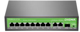 Коммутатор Digma DSP208G-2G-1S-T120, неуправляемый