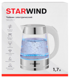 Чайник электрический StarWind SKG2011, 1.7л, стекло/металл/пластик