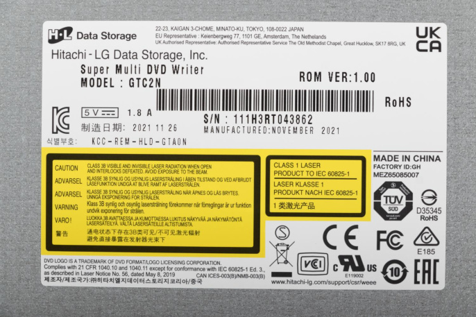 Привод Slim SATA DVD+/-RW LG GTC2N Black, OEM