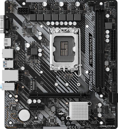 Материнская плата Asrock H610M-HVS/M.2 R2.0 Soc-1700 Intel H610 2xDDR4 mATX AC`97 8ch 7.1 GbLAN+VGA+HDMI