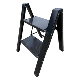 Алюминиевая стремянка SevenBerg milano 2 широкие ступени чёрная Milano-2 black