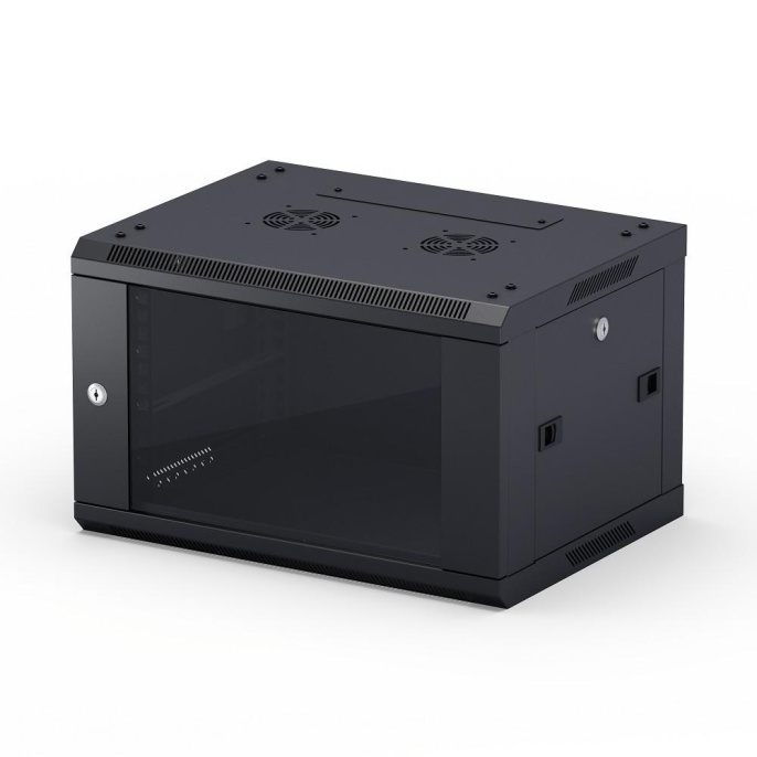 NEOMAX Шкаф телекоммуникационный настенный 9U 600х450 , стеклянная дверь, замок-ключ 3 шт , разборный, цвет черный 1 коробка [NCB-WM9U-6045GK3-100-BK]