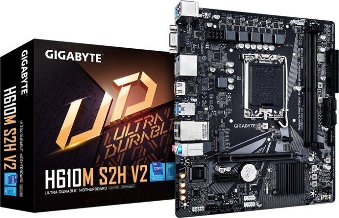 Материнская плата Gigabyte H610M S2H V2 Soc-1700 Intel H610 2xDDR5 mATX AC`97 8ch 7.1 GbLAN+VGA+HDMI+DP