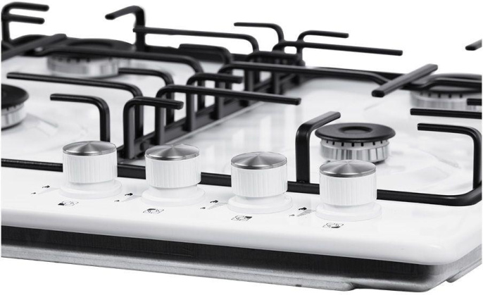 Газовая варочная панель NORDFROST HS 6040 W, 4 конфорки, эмалированная сталь, белый