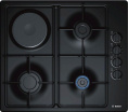 Комбинированная варочная панель Bosch PBY6C6B62O,  4 конфорки,  эмалированная сталь,  черный