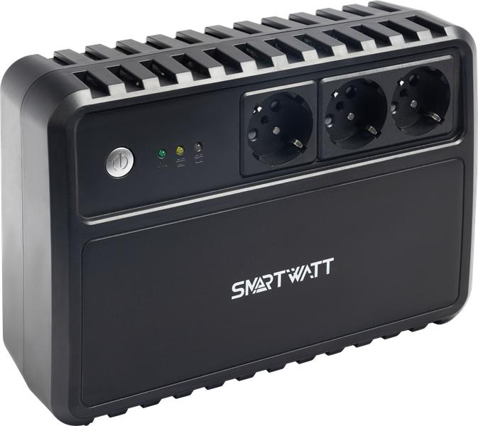 Источник бесперебойного питания SmartWatt ИБП линейно-интерактивный, мощность 600/360 ВА/Вт, напольный, LED индикация, Shuko CEE7/4 - 3 шт. UPS SAFE 600