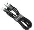 Кабель Baseus CALKLF-AG1 Cafule Cable USB For iP 2.4A 0.5m Gray+Black