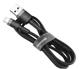 Кабель Baseus CALKLF-AG1 Cafule Cable USB For iP 2.4A 0.5m Gray+Black