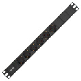 Блок розеток с кабелем с евровилкой ExeGate ServerPro PDU-19H603 Al-6S-EU2.5CU (19", 1U, Алюминий, 6*EU/Тип F(Schuko), Евровилка EU/Тип F(Schuko) VDE-250V-16A-3*1.5mm2, медь, 2.5 метра, индикатор питания, черный, RTL) EX280828RUS