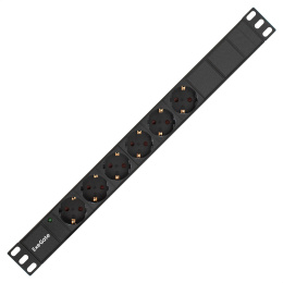 Блок розеток с кабелем с евровилкой ExeGate ServerPro PDU-19H603 Al-6S-EU2.5CU (19", 1U, Алюминий, 6*EU/Тип F(Schuko), Евровилка EU/Тип F(Schuko) VDE-250V-16A-3*1.5mm2, медь, 2.5 метра, индикатор питания, черный, RTL) EX280828RUS