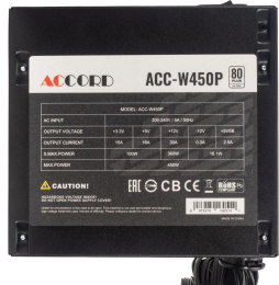 Блок питания Accord ACC-W450P, 450Вт, 80 PLUS WHITE, 120мм, черный, retail