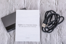 Переключатель CABLETIME CB00G (CT-PS41-GB1) 4-в-1, Mini DP / DP / HDMI / Type-C, 4K@60 Гц, 15 м, подсветка, космический серый