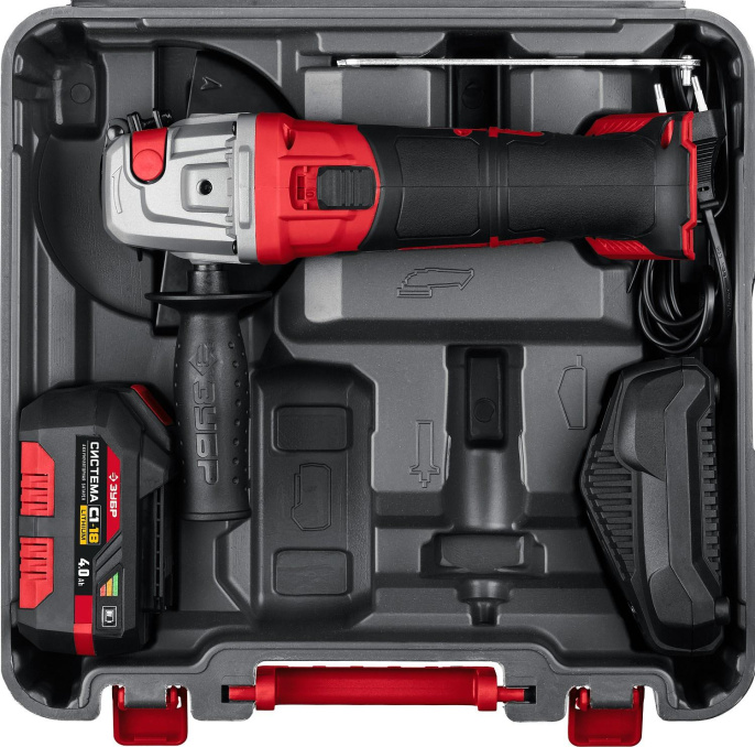 Угловая шлифмашина Зубр УШМ-18-125-41,  аккумуляторная, с 1 АКБ