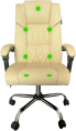 Кресло Cactus CS-CHR-OC04M-WT с вибромассажем, экокожа, до 120кг, слоновая кость