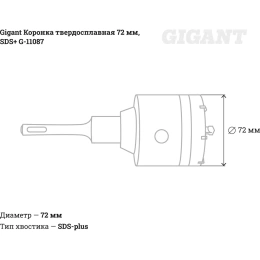 Коронка твердосплавная (72 мм; SDS-Plus) Gigant G-11087