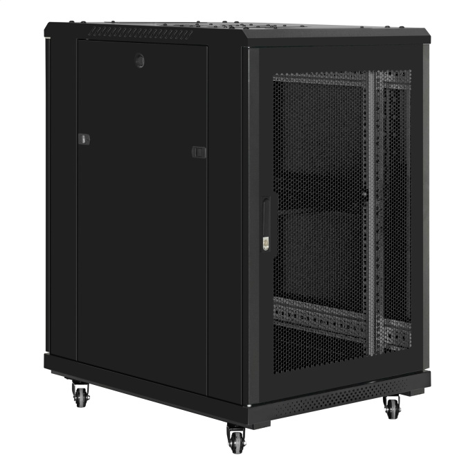 Шкаф телекоммуникационный 19" напольный 18U ExeGate EC-FS-18U.600.800.G.BLACK 19”, 18U, 600x800x987mm ШхГхВ , передняя дверь закаленное стекло, задняя перфорированная дверь, EX300402RUS