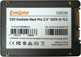 Накопитель SSD 2.5" 120GB ExeGate NextPro UV500TS120 SATA-III, 3D TLC EX276536RUS