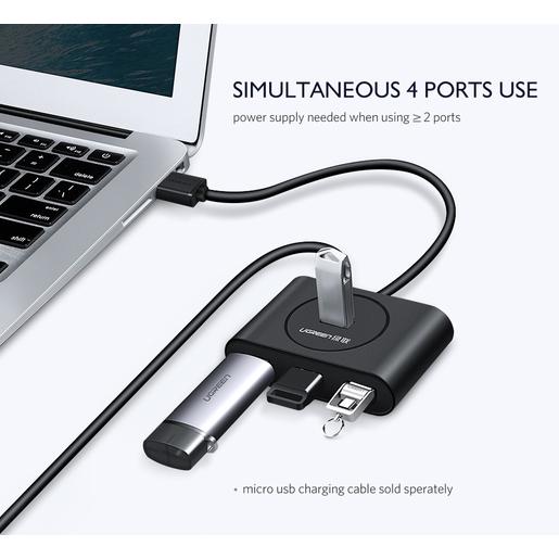 Хаб UGREEN CR113 (20290) USB 3.0 Hub. Длина 0,5 м. Цвет: черный
