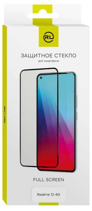 Защитное стекло для экрана Redline для Realme 12 4G 2.5D, 1 шт, черный [ут000039355]