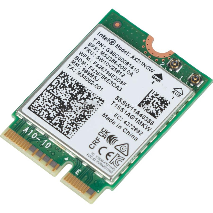 Плата сетевого контроллера Intel Wi-Fi 6E AX211 Gig+ , 2230, 2x2 AX R2 6GHz +BT, No vPro, 999M5J AX211.NGWG.NV