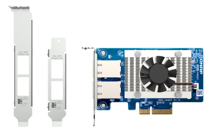 Сетевая карта QNAP QXG-10G2T Dual-port BASET 10GbE network expansion card; low-profile form factor; PCIe Gen3 x4