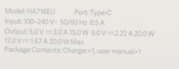 Сетевое зарядное устройство ZMI HA716, USB-C, 20Вт, 3A, белый [ha716 white]