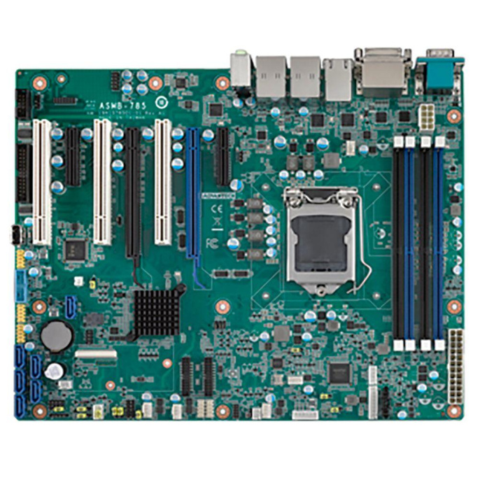 Материнская плата Advantech ASMB-785G4 ASMB-785G4-00A1E , Advantech Socket LGA1151 для Intel Xeon E3-1200 v5/v6 and 6th/7th Generation Core i7/i5/i3 processors, 4xDDR4 DIMM, VGA, 2xDVI, 2xPCIe x16, 2xPCIe x4, 3xPCI, 6xSATAIII RAID 0,1,5,10, 2xGbE LAN, 5x