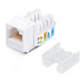 Rexant 02-0064 Модуль Keystone Jack RJ-45 8P8C , UTP неэкранированный, CAT 5e, тип 90 градусов, белый PRO