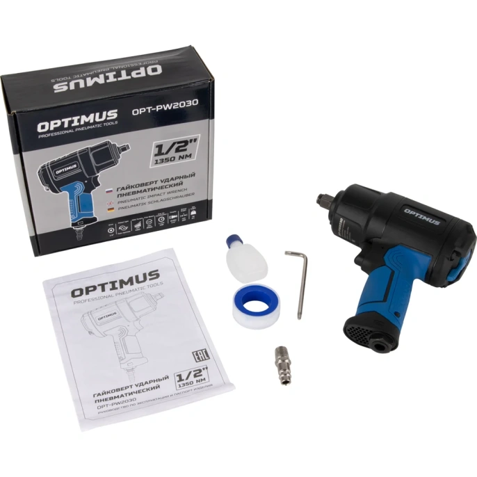Гайковерт пневматический ударный Optimus привод 1/2, 1350 Нм OPT-PW2030
