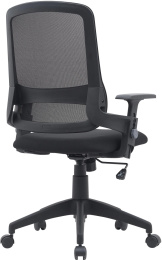 Кресло Cactus CS-MC313-BK, сетка/ткань, до 100кг, топ-ган, регулируемые 1D подлокотники,  черный