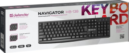 Defender Проводная клавиатура Navigator HB-138 RU, черн,104 кнопки+FN,1.8м 45138