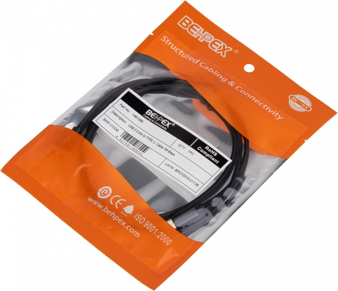 Кабель USB m -USB Type-C m 1м черный 12014416