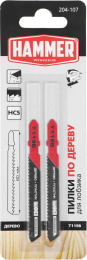 Набор пилок Hammer Flex JG WD-PL T119B,  по дереву, 54мм,  2 - 2 мм,  2шт [204-107]