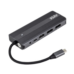 Док-станция Docking station HIPER USB-C HUB 11in1 1*USB-C 100W PD, 1*HDMI 4K@60Hz, 2*DP 4K@60Hz, 2*USB-A 3.0 5Gbps data , 1*USB-C 3.0 5Gbps data , 1*microSD, 1*SD, 1*3.5mm audio, 1*RJ45 Gb