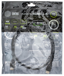 Кабель аудио-видео Cactus CS-HDMI.1.4-1,  HDMI (m) -  HDMI (m),  ver 1.4,  1м, GOLD,  черный