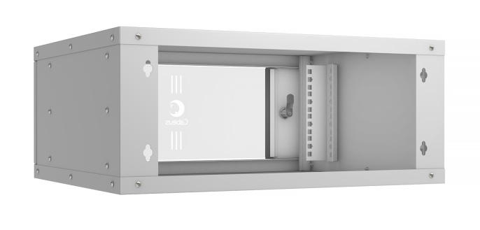 Cabeus WSC-05D-4U55/45 Шкаф телекоммуникационный настенный 19" 4U, серия LIGHT разборный, дверь стекло, цвет серый