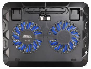 Подставка для ноутбука Buro BU-LCP156-B214, 15.6", 358х270х21 мм, 1хUSB, вентиляторы 2 х 140 мм, 597г, черный