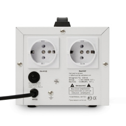 Стабилизатор POWERMAN AVS 500D, ступенчатый регулятор, цифровые индикаторы уровней напряжения, 500ВА, 140-260В, максимальный входной ток 5А, 2 евророзетки, IP-20, напольный, 200мм х 150мм х 140мм, 2,3 кг./ Stabilizer POWERMAN AVS 500D, step-type regulato