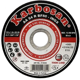 Диск отрезной по нержавеющей стали 115х1х22 мм INOX Karbosan KAR-910380