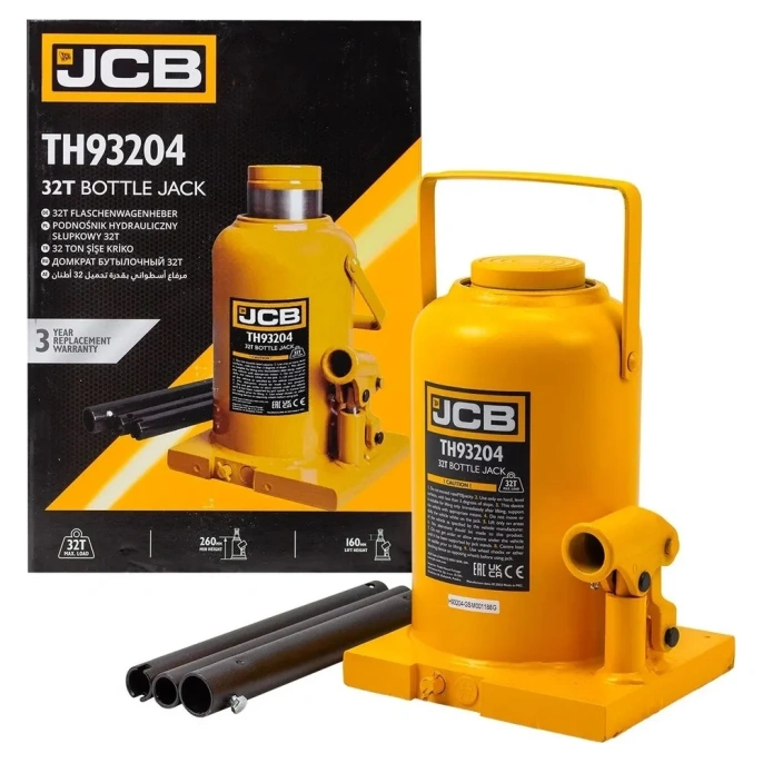 Домкрат бутылочный JCB 32 т с клапаном JCB-TH93204(58036)