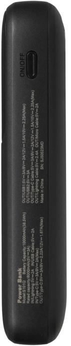 Внешний аккумулятор Power Bank TECNO Pocket S101Q, 10000мAч, черный