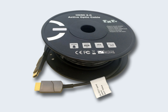 TNTV AOC-H2.0-100 Шнур, мониторный, HDMI, версия 2.0, Male-Male, сборный, 100 метр., черный, технология AOC