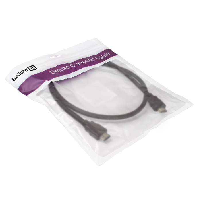 Кабель HDMI ExeGate EX-CC-HDMI2-1.0 (19M/19M, v2.0, 1м, 4K UHD, Ethernet, позолоченные контакты) EX287729RUS