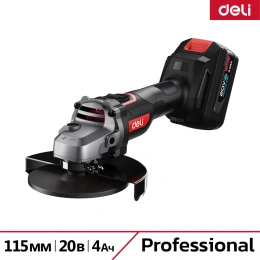 Угловая шлифмашина аккумуляторная DELI 115мм DE-JM20-3D4 (2 акб, 20В х 4Ач, ЗУ, 20В, 3 скорости, сумка) 164317