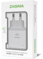 Сетевое зарядное устройство Digma DGWC-1U-2.1A-WG,  USB-A,  10.5Вт, 2.1A, белый