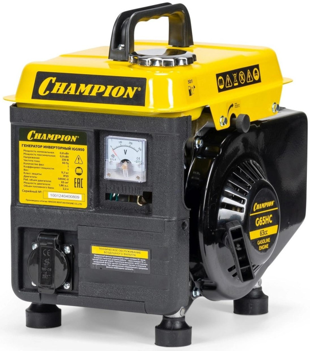 Бензиновый генератор CHAMPION PNIGG950, 220/12 В, 0.9кВт